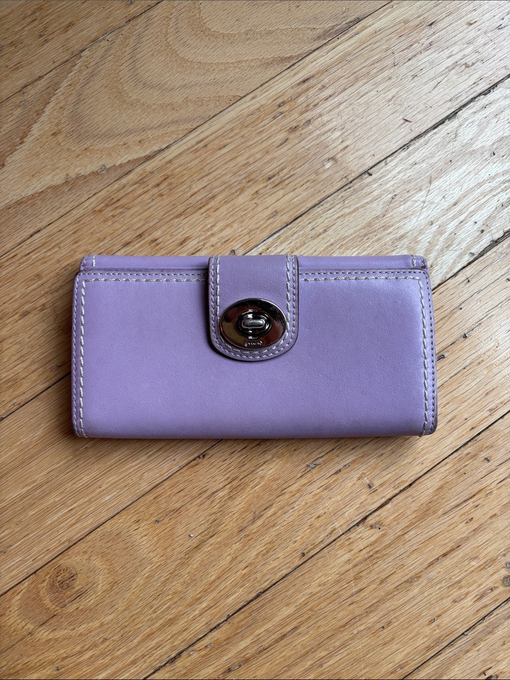 Lavender Leather Turn-Lock Wallet - Women